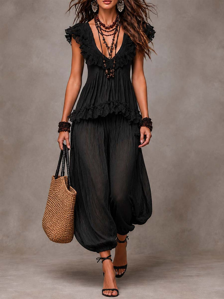 Sienna | Bohemian V-Neck Two-Piece Set