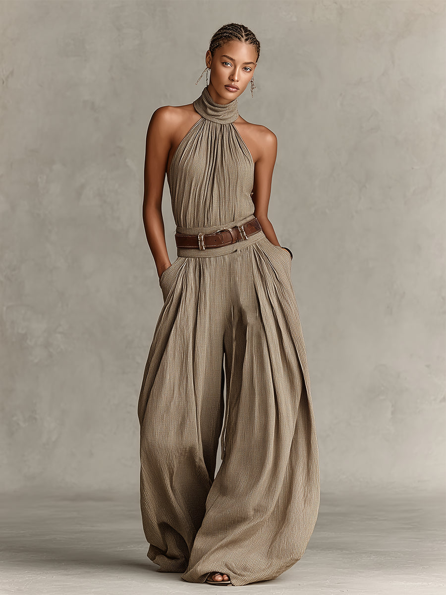 Caterina | Halter Neck Wide-Leg Jumpsuit