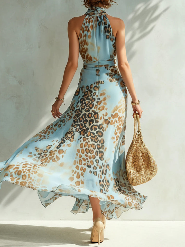 Desire | Leopard Print Halter Maxi Dress