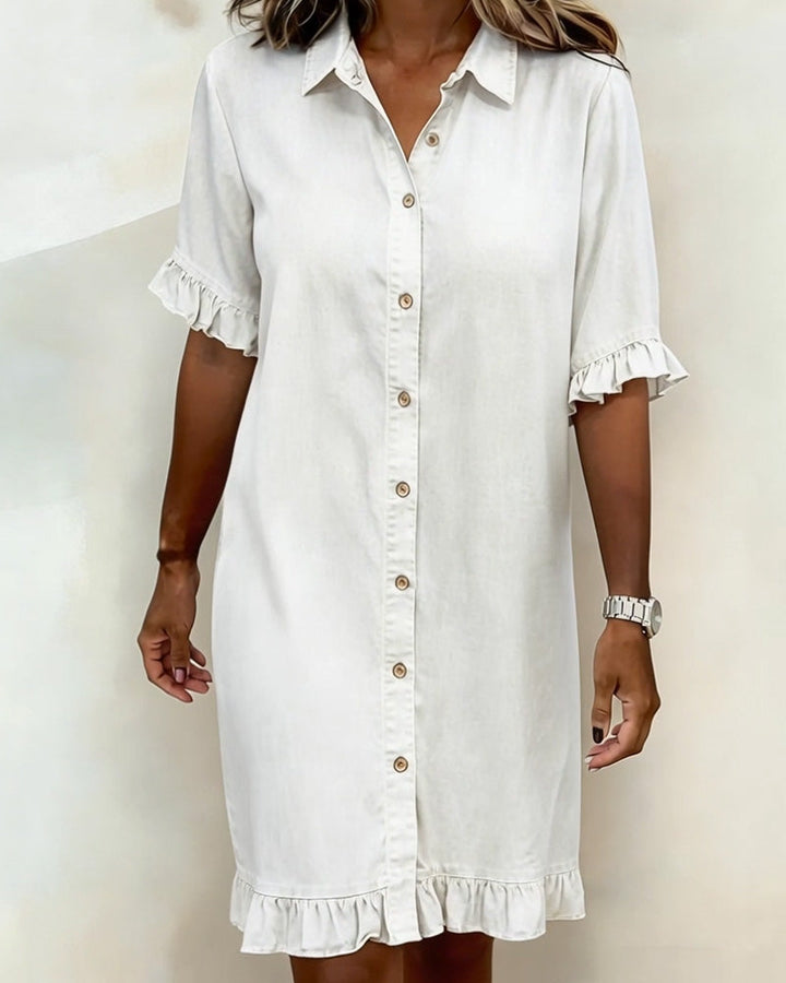 Linea™ | Ruffle Sleeve Denim Dress