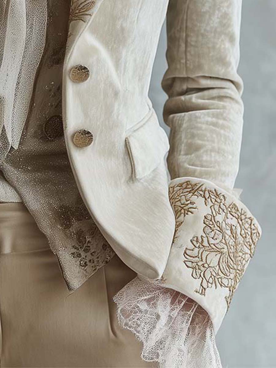 Constance | Ivory Embroidered Tailored Blazer