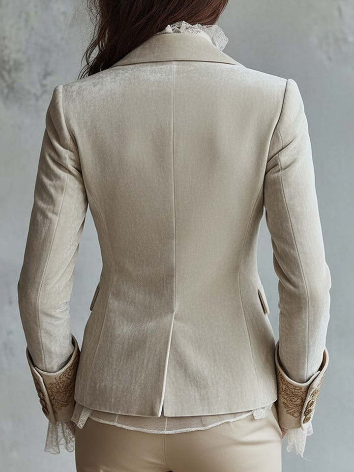 Constance | Ivory Embroidered Tailored Blazer