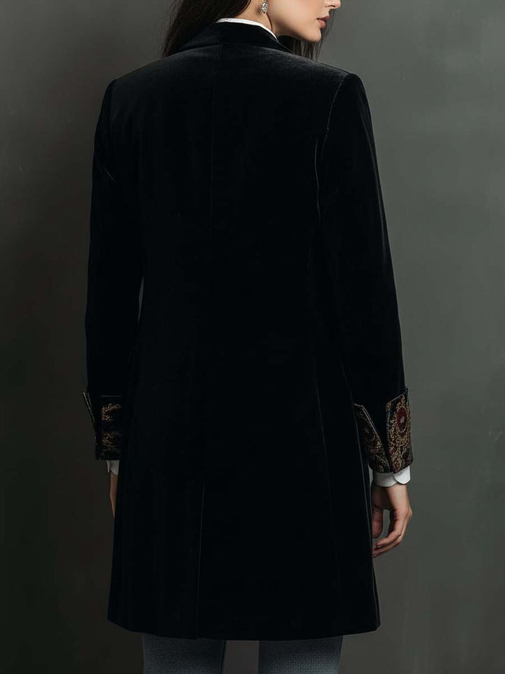 Léontine | Fitted Black Baroque-Print Blazer