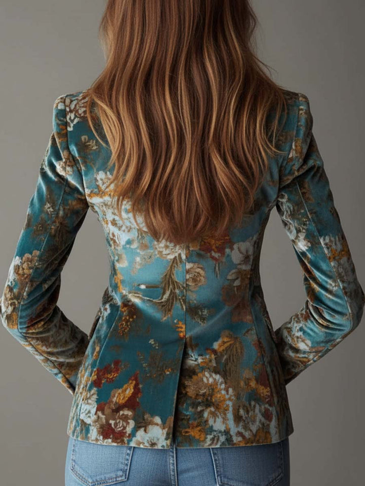 Odette | Vintage Velvet Floral Blazer
