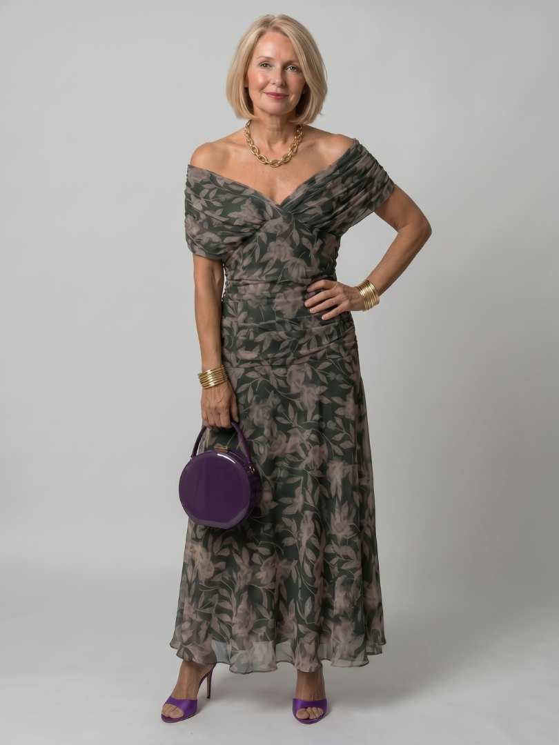 Violet &amp; Grace™ | Off Shoulder Flow Midi Dress