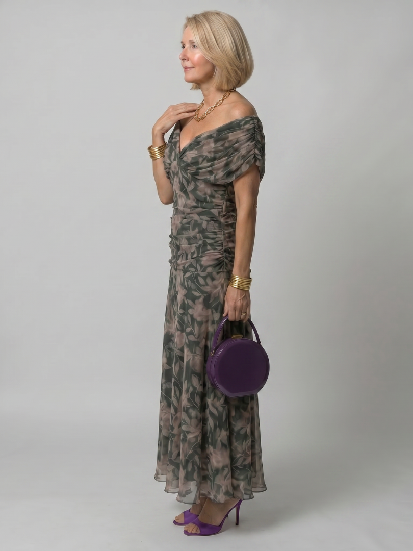 Violet &amp; Grace™ | Off Shoulder Flow Midi Dress