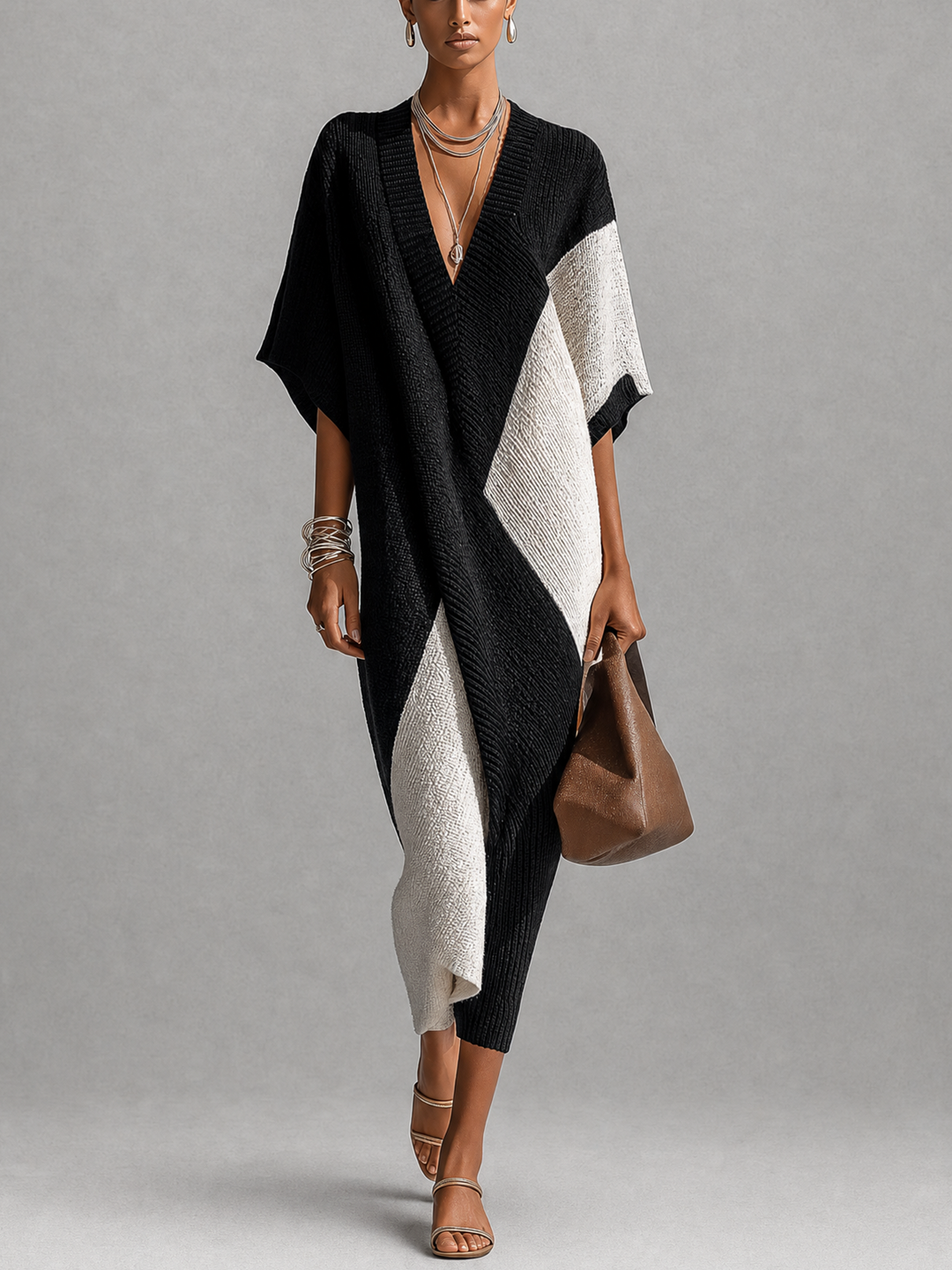 Véra | Ebony and Ivory Midi Dress