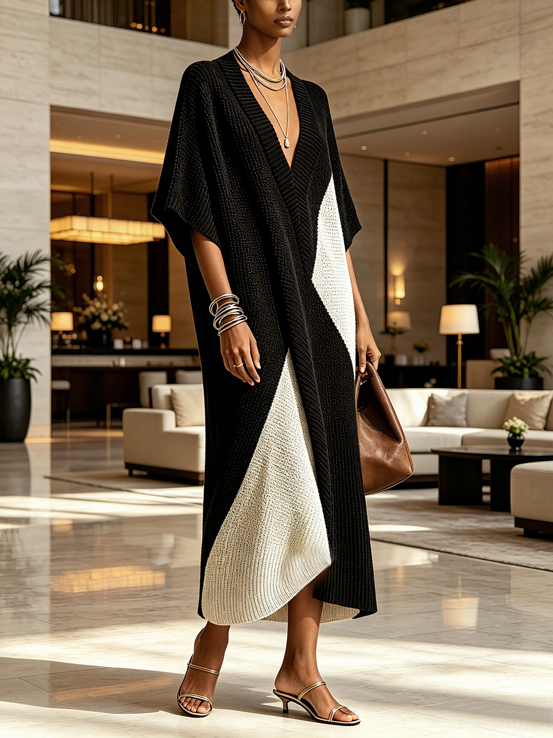 Véra | Ebony and Ivory Midi Dress