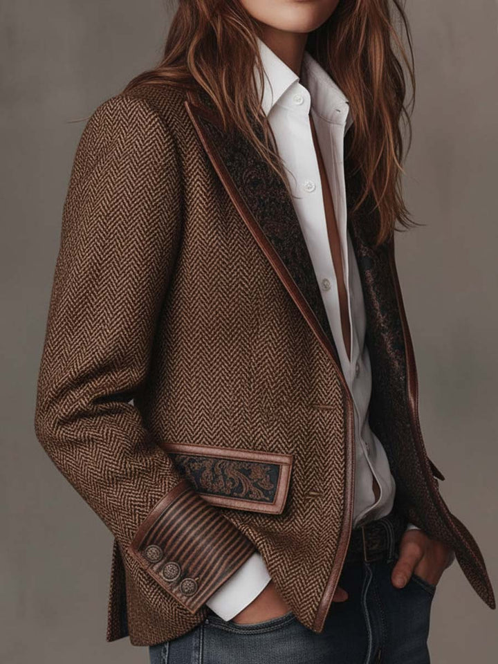 Gisèle | Chevron Print Panel Blazer