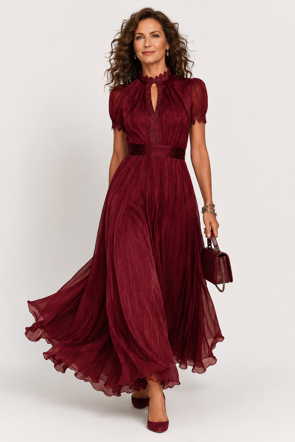 Lesley | Lace Detail Flowing Maxi Dress