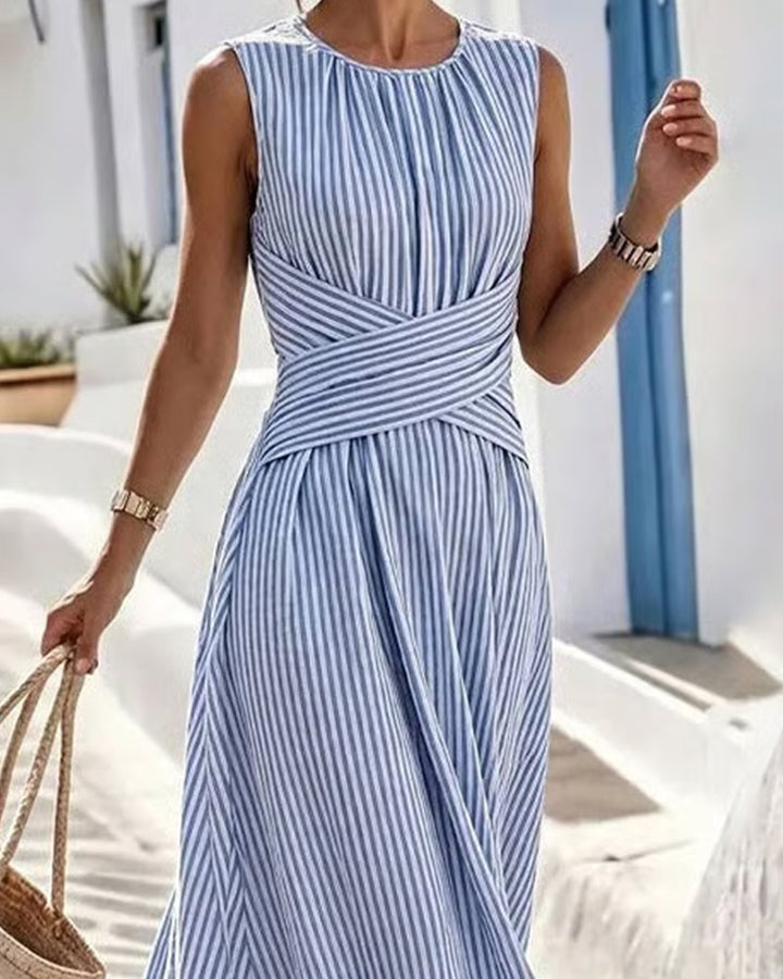 Elodie | Striped Twist-Waist Maxi Dress
