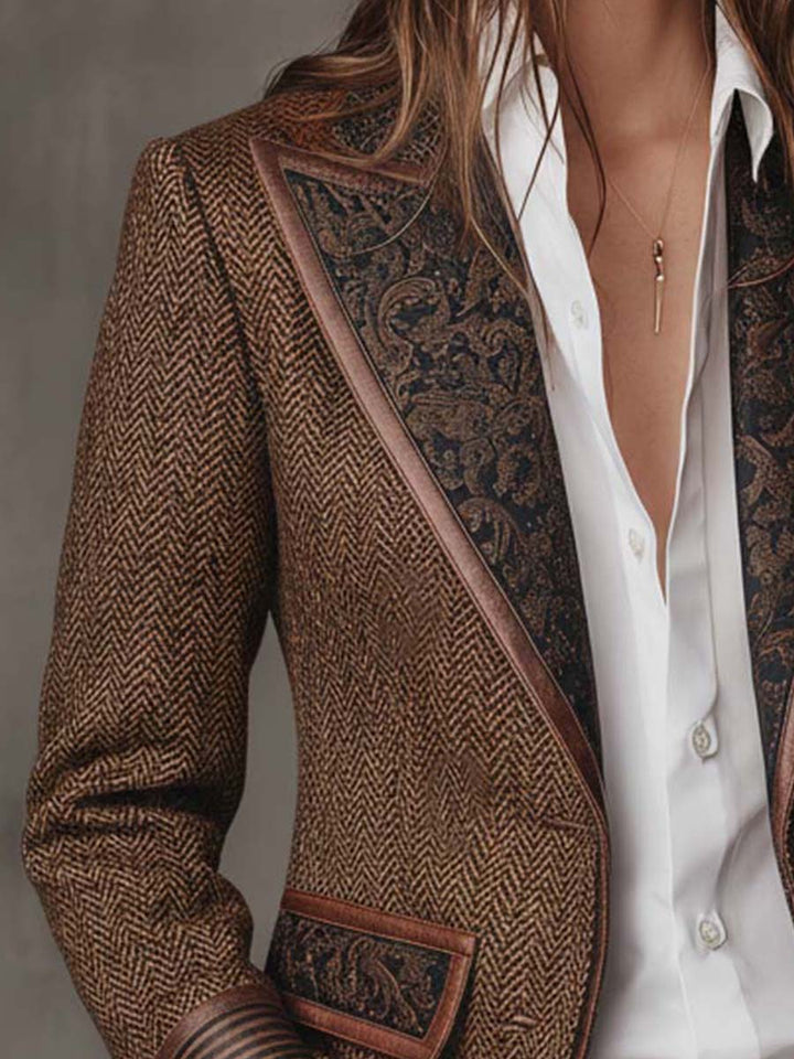 Gisèle | Chevron Print Panel Blazer