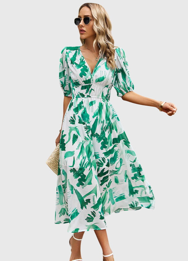 Natalie™ | Flattering Floral Midi Dress