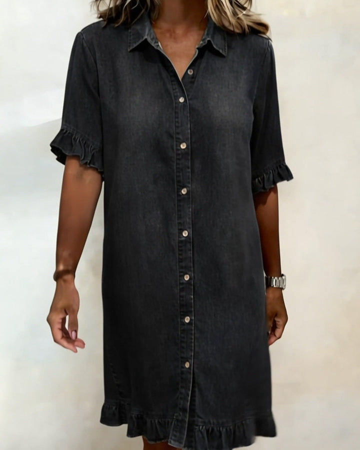 Linea™ | Ruffle Sleeve Denim Dress