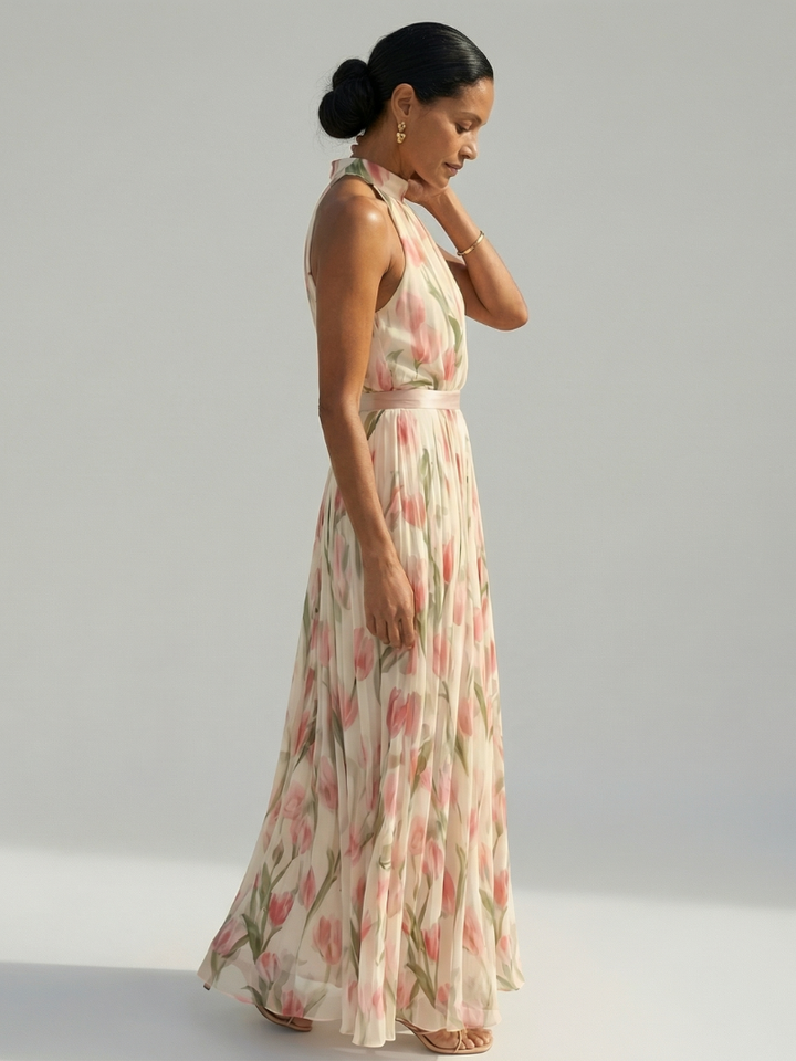Aurelle | Floral Halter Midi Dress
