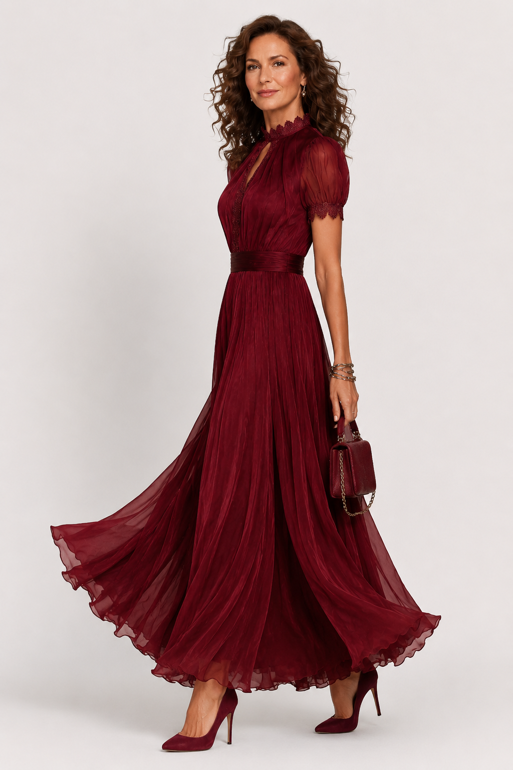 Lesley | Lace Detail Flowing Maxi Dress