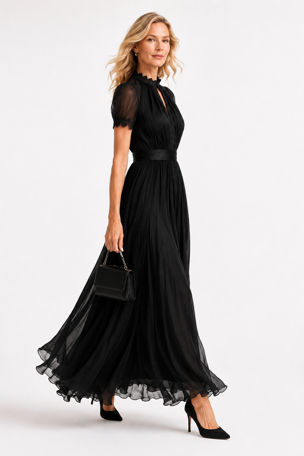 Vivienne | Lace Detail Flowing Maxi Dress