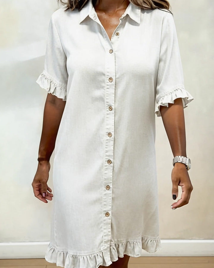 Linea™ | Ruffle Sleeve Denim Dress