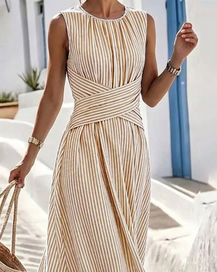 Elodie | Striped Twist-Waist Maxi Dress