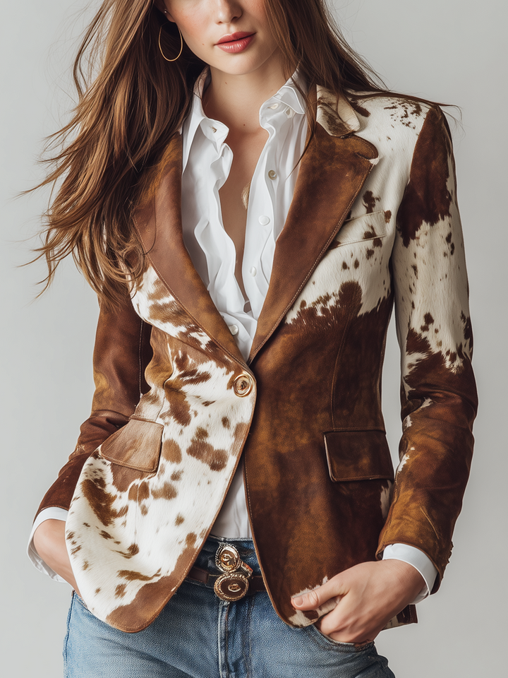 Agathe | Vintage Cow-Print Eco Blazer