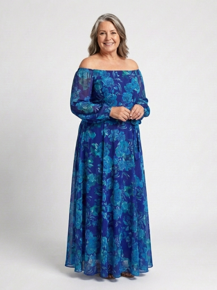 Violet &amp; Grace™ | Off Shoulder Floral Maxi Dress