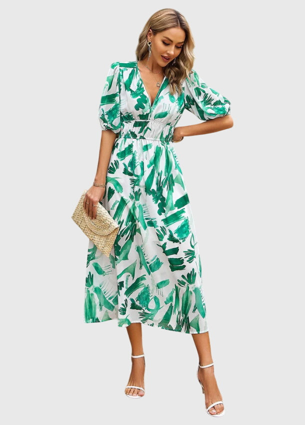 Natalie™ | Flattering Floral Midi Dress