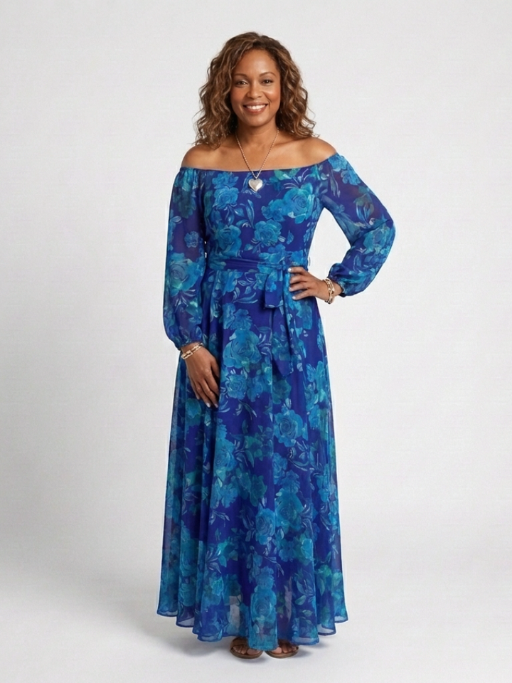 Violet &amp; Grace™ | Off Shoulder Floral Maxi Dress