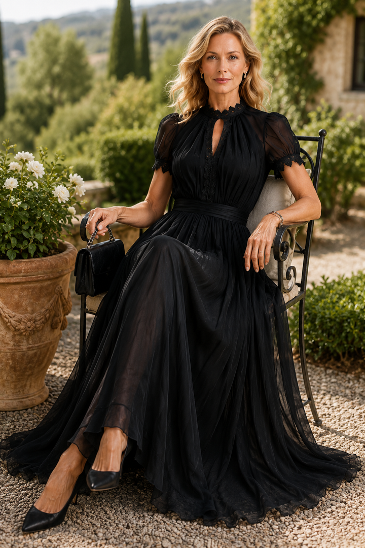 Vivienne | Lace Detail Flowing Maxi Dress
