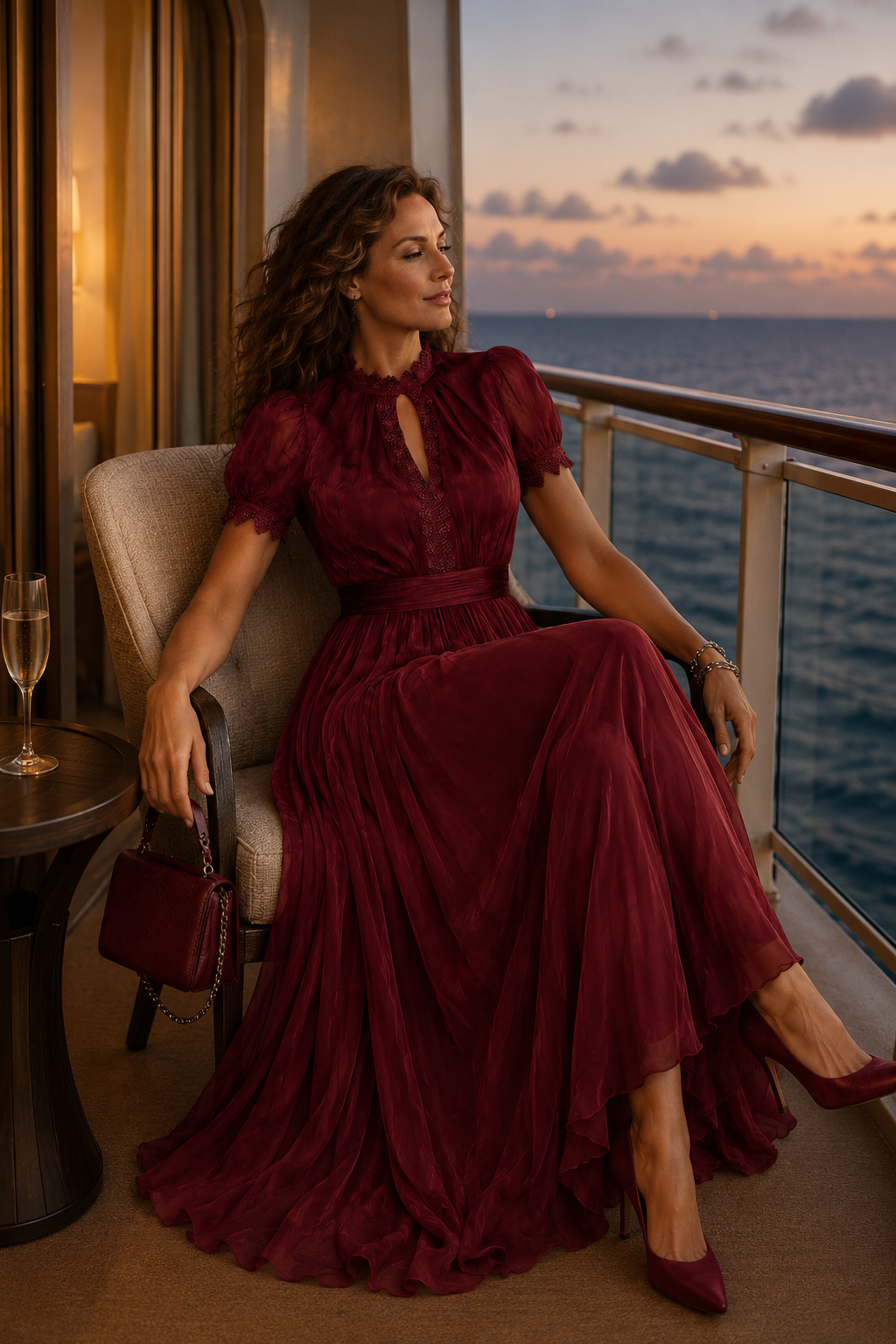 Lesley | Lace Detail Flowing Maxi Dress