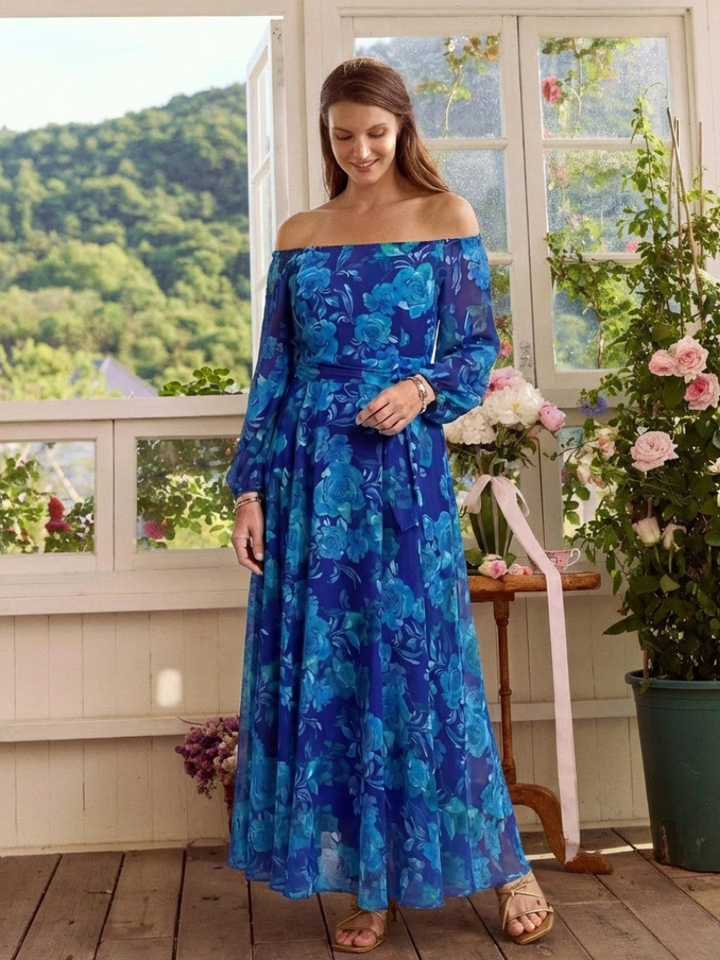 Violet &amp; Grace™ | Off Shoulder Floral Maxi Dress