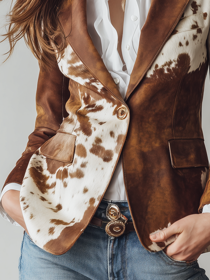 Agathe | Vintage Cow-Print Eco Blazer