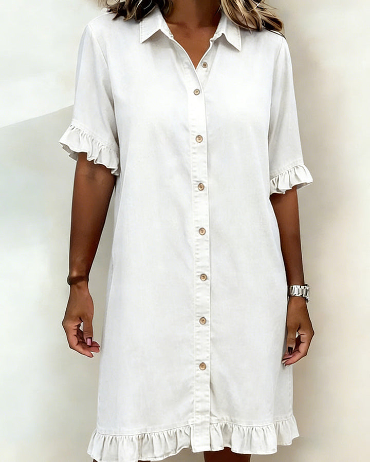 Linea™ | Ruffle Sleeve Denim Dress