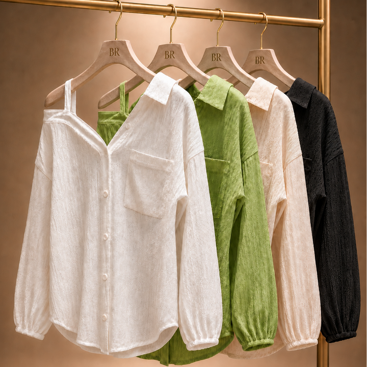SIENNA OFF-SHOULDER LINEN SHIRT