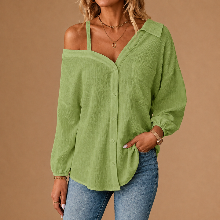 SIENNA OFF-SHOULDER LINEN SHIRT