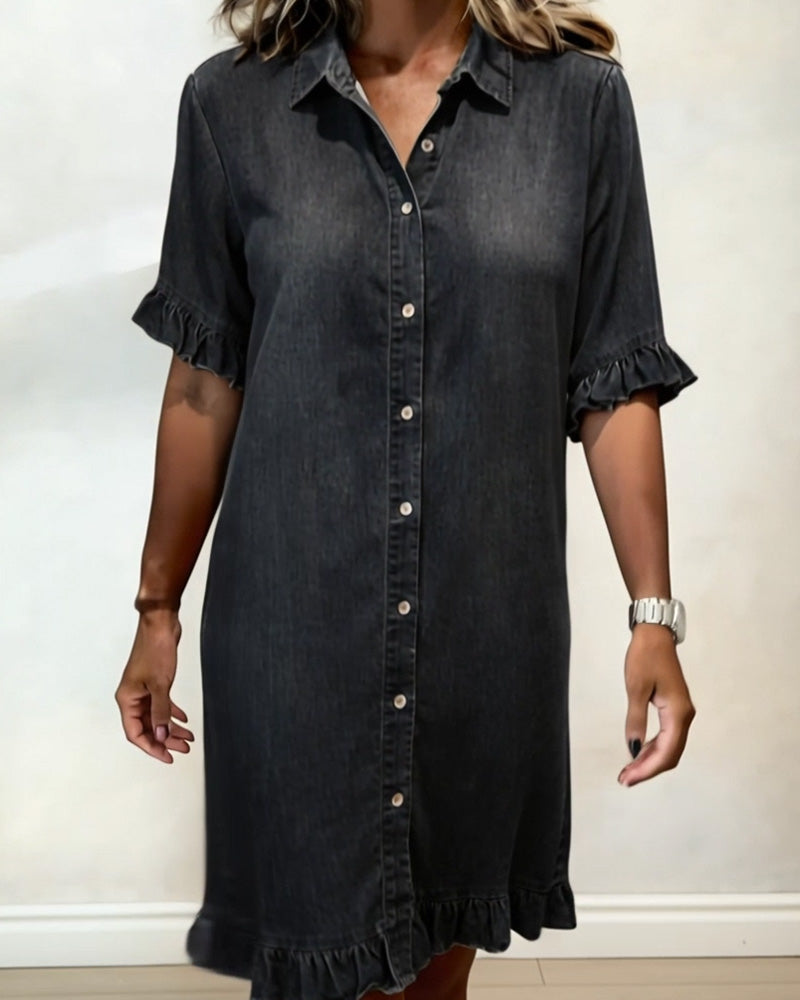 Linea™ | Ruffle Sleeve Denim Dress