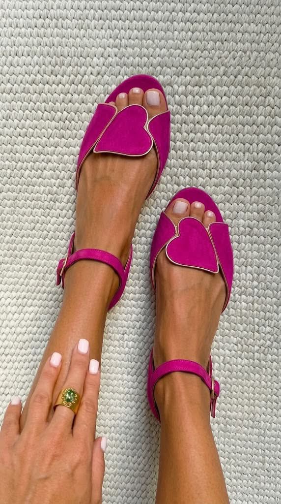 Coralie™ | Heart-Motif Ankle-Strap Open-Toe Sandals