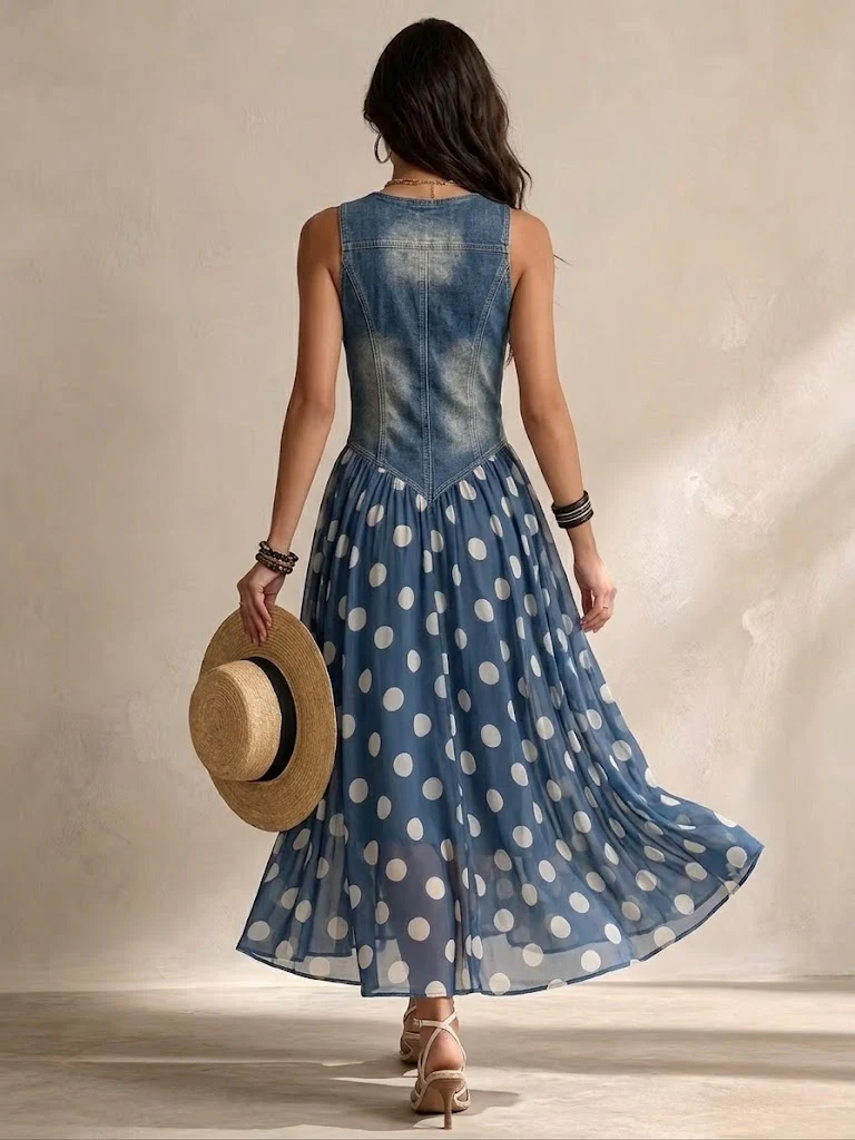 Sylvia | Midi chiffon dress with polka-dot pattern