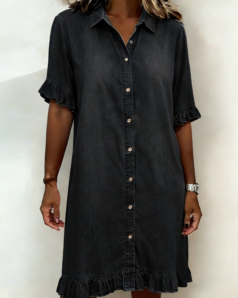 Linea™ | Ruffle Sleeve Denim Dress