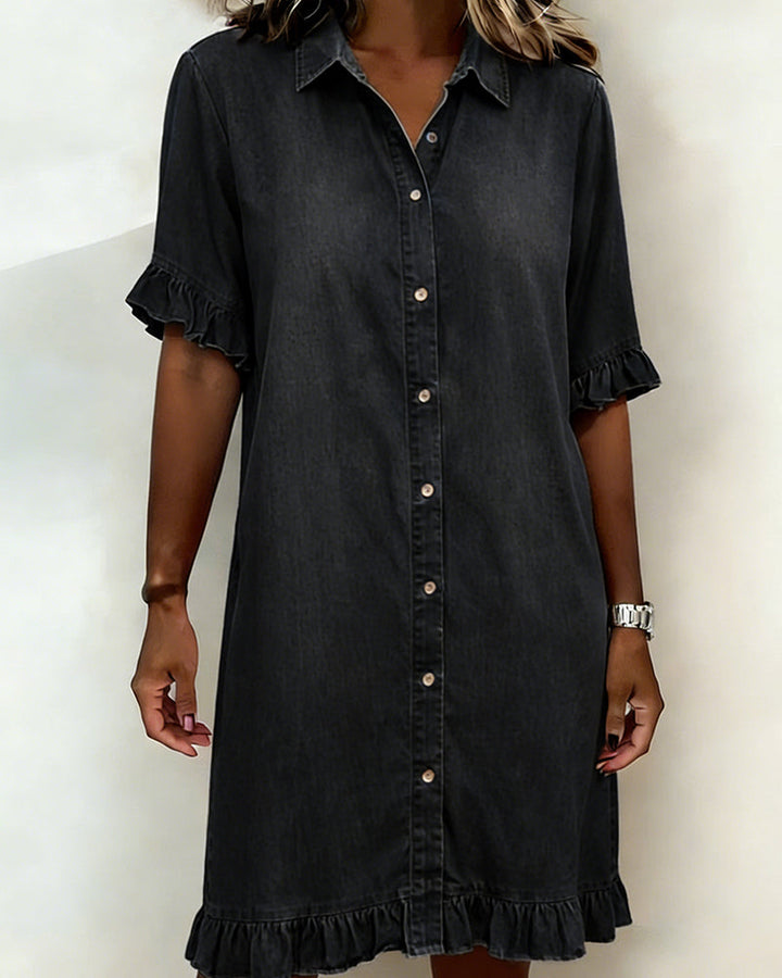 Linea™ | Ruffle Sleeve Denim Dress