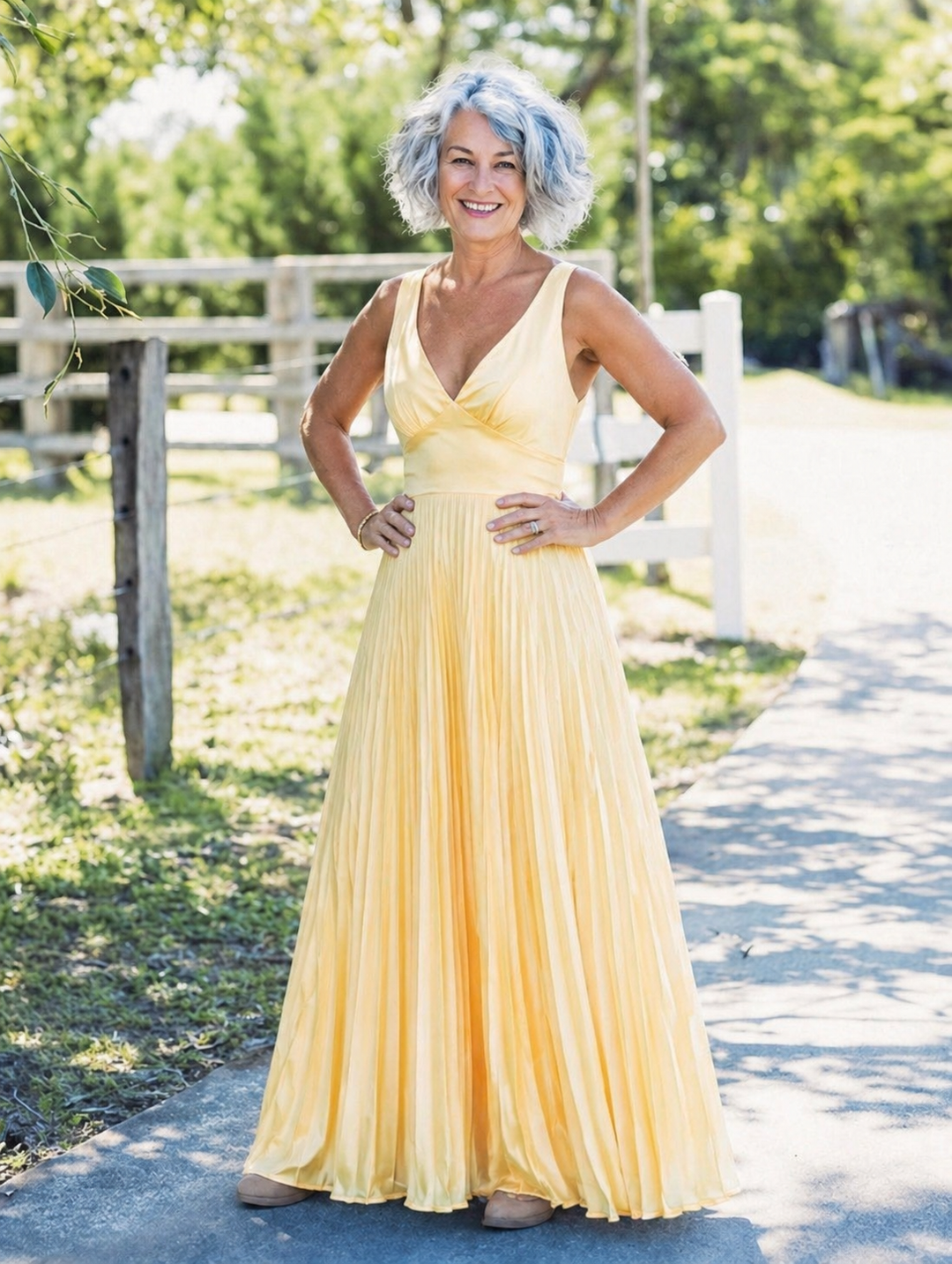 Violet &amp; Grace™ | Pleated V-Neck Maxi Dress