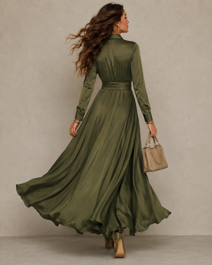 ELVENA™ | Green Wrap Maxi Dress