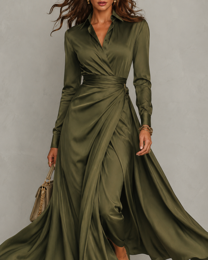 ELVENA™ | Green Wrap Maxi Dress