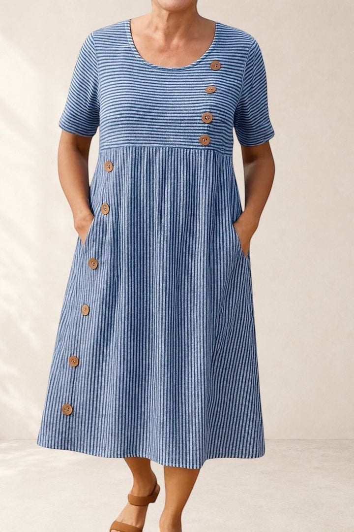Esther | Striped Midi Dress – Effortless Comfort, Everyday Confidence