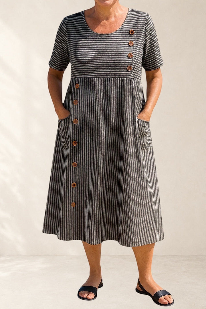 Esther | Striped Midi Dress – Effortless Comfort, Everyday Confidence