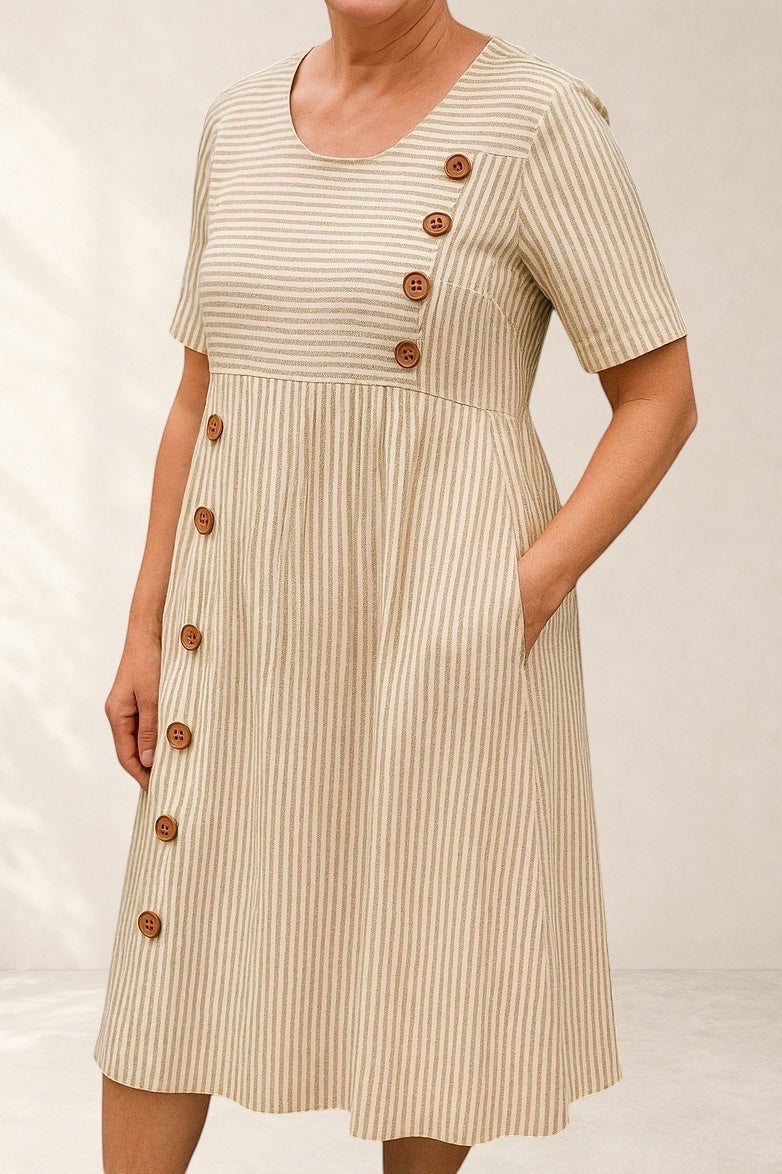 Esther | Striped Midi Dress – Effortless Comfort, Everyday Confidence