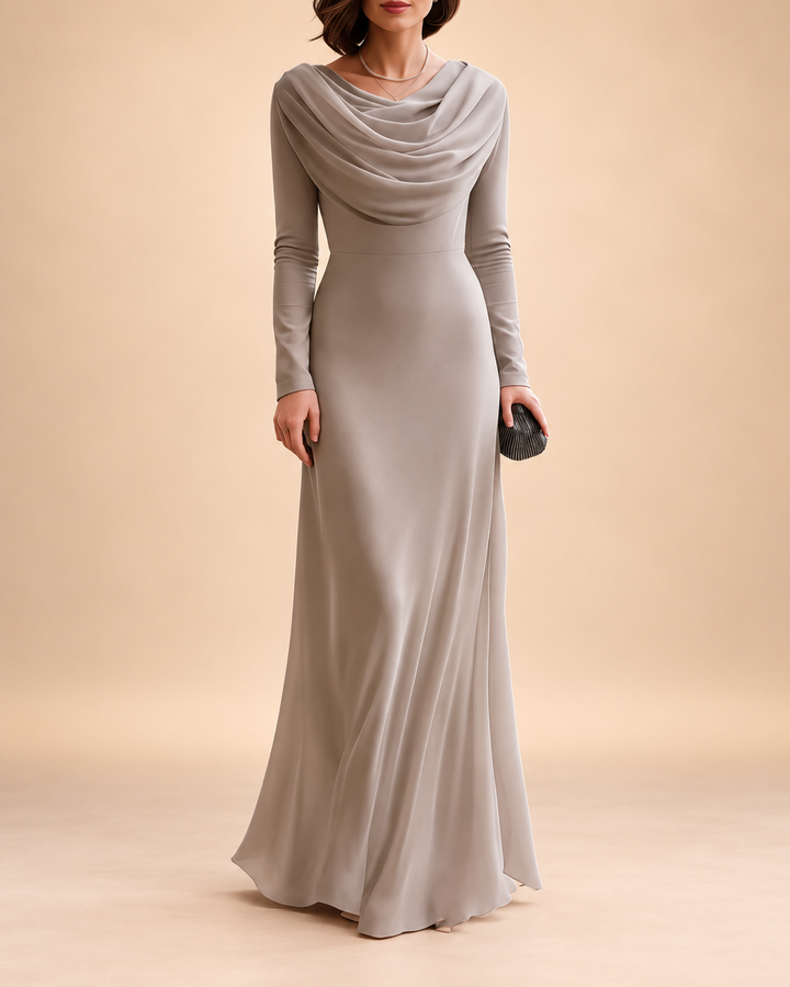 The Celeste Draped Maxi Dress – Sophisticated Elegance with a Graceful Feminine Silhouette