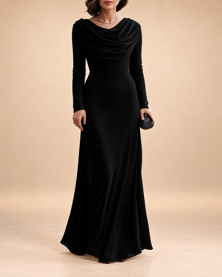 The Celeste Draped Maxi Dress – Sophisticated Elegance with a Graceful Feminine Silhouette