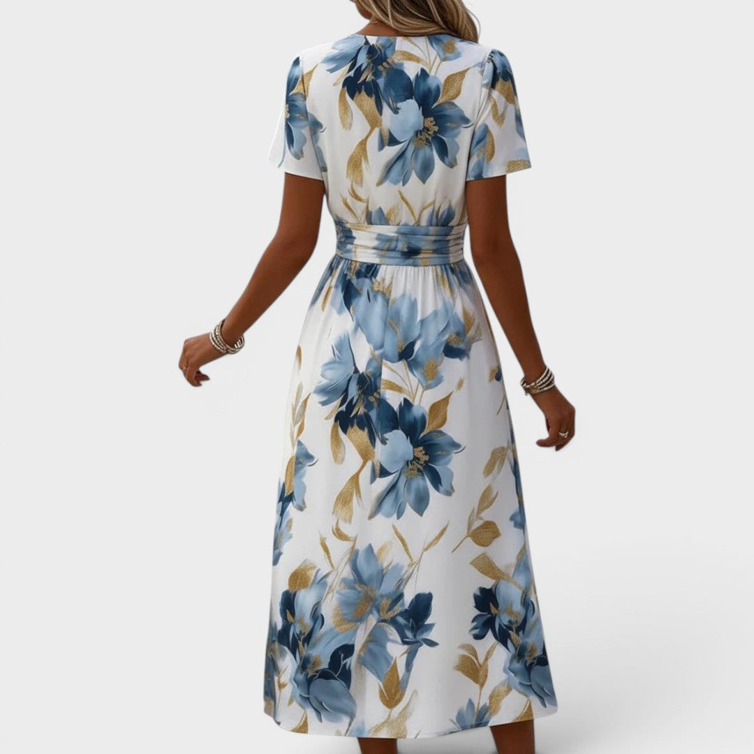 Elara | Floral V-Neck Midi Dress