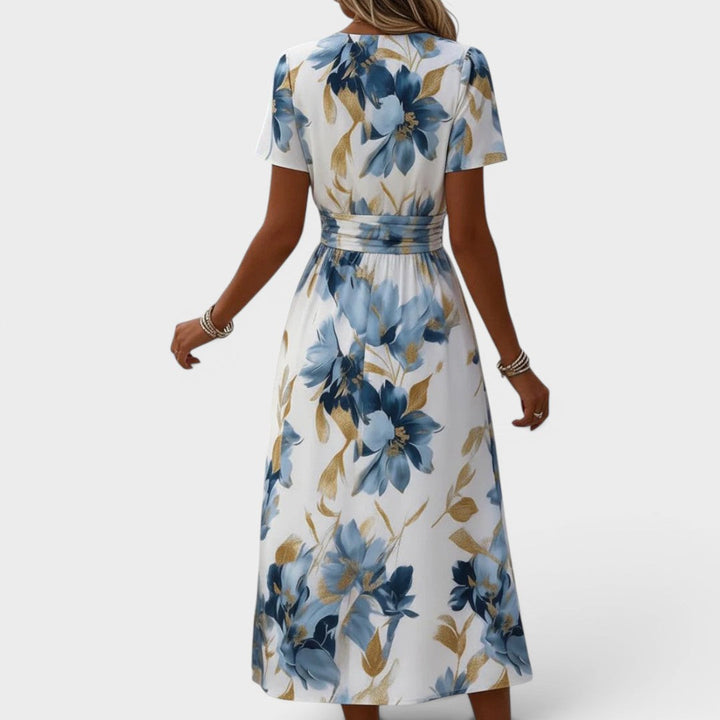 Elara | Floral V-Neck Midi Dress