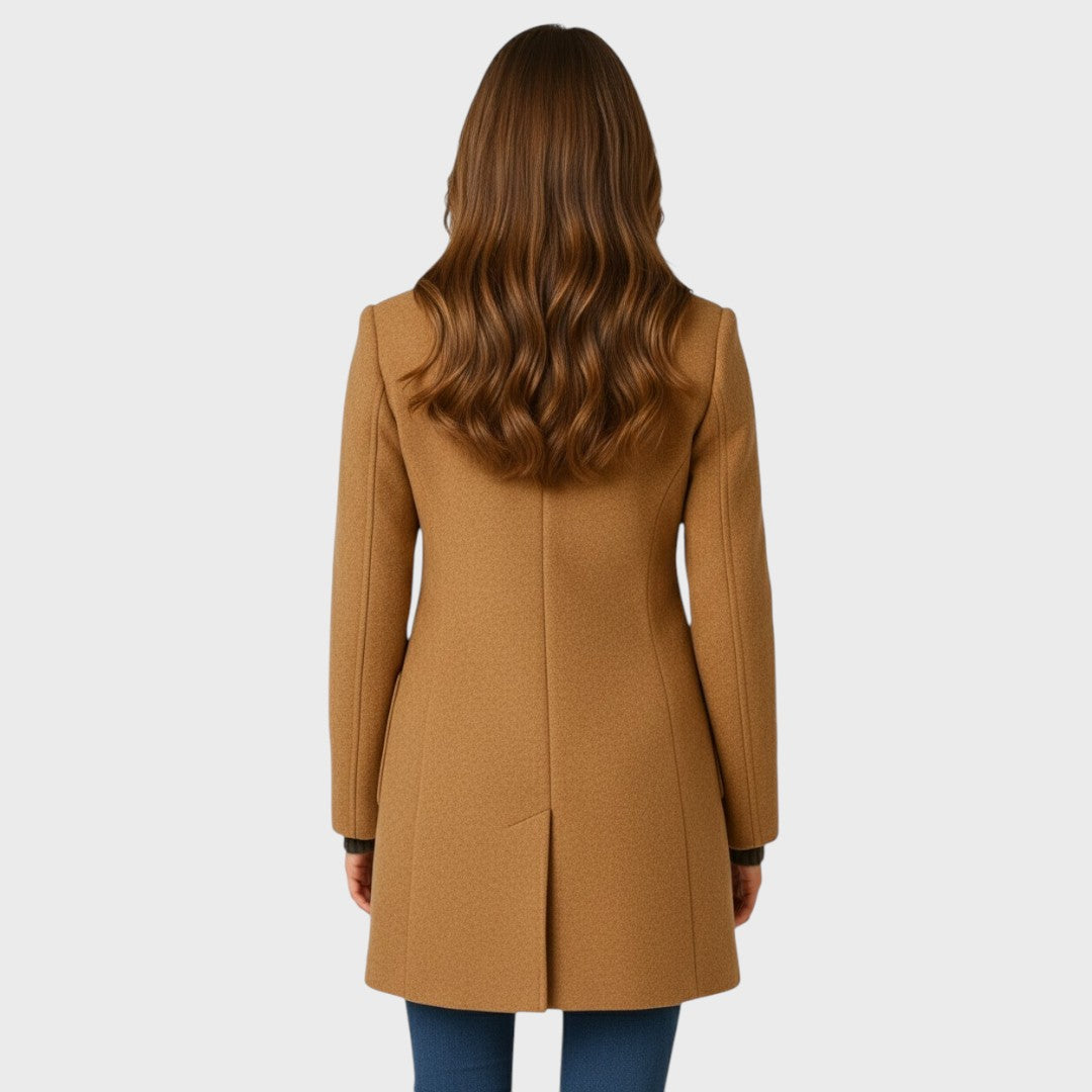 Delores | Structured Wool-Blend Coat with Stand Collar and Button Closure